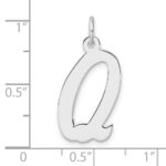 Large Sterling Silver Rhodium-plated Script Letter Q Initial Charm - Image 4