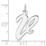 Large Sterling Silver Rhodium-plated Script Letter V Initial Charm - Image 4