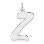 Large Sterling Silver Rhodium-plated Script Letter Z Initial Charm
