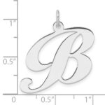 Large Sterling Silver Rhodium-plated Fancy Script Letter B Initial Charm - Image 4