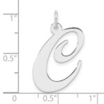 Large Sterling Silver Rhodium-plated Fancy Script Letter C Initial Charm - Image 4