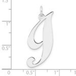 Large Sterling Silver Rhodium-plated Fancy Script Letter I Initial Charm - Image 4