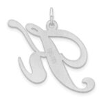 Large Sterling Silver Rhodium-plated Fancy Script Letter K Initial Charm - Image 3
