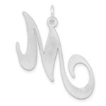 Large Sterling Silver Rhodium-plated Fancy Script Letter M Initial Charm - Image 3
