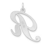 Large Sterling Silver Rhodium-plated Fancy Script Letter R Initial Charm - Image 3