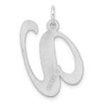 Large Sterling Silver Rhodium-plated Fancy Script Letter V Initial Charm - Image 3
