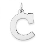 Large Sterling Silver Rhodium-plated Block Letter C Initial Charm