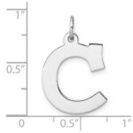 Large Sterling Silver Rhodium-plated Block Letter C Initial Charm - Image 4
