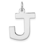 Large Sterling Silver Rhodium-plated Block Letter J Initial Charm