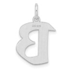 Small Sterling Silver Rhodium-plated Artisan Block Letter B Initial Charm - Image 3