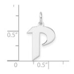 Small Sterling Silver Rhodium-plated Artisan Block Letter P Initial Charm - Image 4