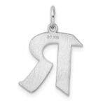 Small Sterling Silver Rhodium-plated Artisan Block Letter R Initial Charm - Image 3