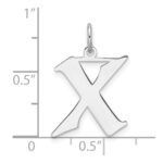 Small Sterling Silver Rhodium-plated Artisan Block Letter X Initial Charm - Image 4