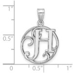 Small Sterling Silver Rhodium-plated Fancy Script Letter H Initial Pendant - Image 4