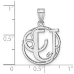 Small Sterling Silver Rhodium-plated Fancy Script Letter U Initial Pendant - Image 4