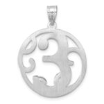 Large Sterling Silver Rhodium-plated Fancy Script Letter E Initial Pendant - Image 3