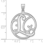 Large Sterling Silver Rhodium-plated Fancy Script Letter L Initial Pendant - Image 4