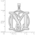 Large Sterling Silver Rhodium-plated Fancy Script Letter M Initial Pendant - Image 4