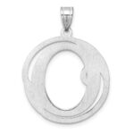 Large Sterling Silver Rhodium-plated Fancy Script Letter O Initial Pendant - Image 3