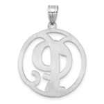 Large Sterling Silver Rhodium-plated Fancy Script Letter P Initial Pendant - Image 3