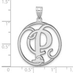 Large Sterling Silver Rhodium-plated Fancy Script Letter P Initial Pendant - Image 4