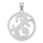 Large Sterling Silver Rhodium-plated Fancy Script Letter S Initial Pendant - Image 3