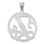 Large Sterling Silver Rhodium-plated Fancy Script Letter Z Initial Pendant - Image 3