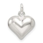 Sterling Silver Polished Puffed Heart Pendant - Image 3