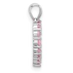 Sterling Silver Rhodium-plated Pink CZ Heart Pendant - Image 2