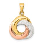 Sterling Silver with Rose and Gold-tone Laser Texture Knot Pendant