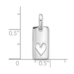 Sterling Silver Rhodium-plated Rectangle Cutout Heart Pendant - Image 4