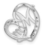 Sterling Silver Rose Gold-plated/Rhodium-plated CZ Mom Heart Chain Slide - Image 3