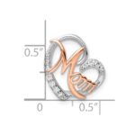 Sterling Silver Rose Gold-plated/Rhodium-plated CZ Mom Heart Chain Slide - Image 4
