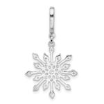 Sterling Silver Rhodium-plated CZ Snowflake Pendant - Image 3