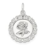 Sterling Silver E-coated Rose Charm