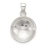 Sterling Silver Polished Textured Domed Flower Pendant - Image 3