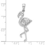Sterling Silver Rhodium-Plated Polished Flamingo Pendant - Image 4