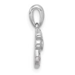 Sterling Silver Rhodium-plated Pink/Black CZ Owl Pendant - Image 2