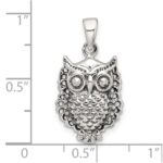 Sterling Silver Polished and Antiqued Owl Pendant - Image 4