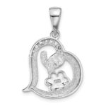 Sterling Silver Rh-plated Enamel CZ  Paw ALWAYS IN MY HEART Pendant - Image 3
