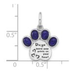 Sterling Silver Rhodium-plated Lapis Lazuli Enamel Paw Print Pendant - Image 4