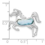 Sterling Silver Rhodium-plated Larimar Horse Chain Slide - Image 4