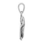 Sterling Silver Rhodium-plated Antiqued Bull Skull Pendant - Image 2