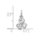 Sterling Silver Rhodium-plated CZ 3 Heart Charm Pendant - Image 4