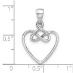 Sterling Silver Rhodium-Plated Polished Fancy Open Heart Pendant - Image 4