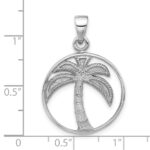 Sterling Silver Rhodium-Plated Textured and Polished Palm Tree Pendant - Image 4