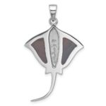 Sterling Silver Rhodium-plated Polished Polished Abalone Stingray Pendant - Image 3