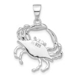 Sterling Silver Rhodium-plated with Larimar Crab Pendant - Image 3