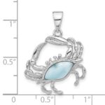 Sterling Silver Rhodium-plated with Larimar Crab Pendant - Image 4