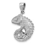 Sterling Silver Rhodium-plated Polished and Textured 3D Chameleon Pendant - Image 4